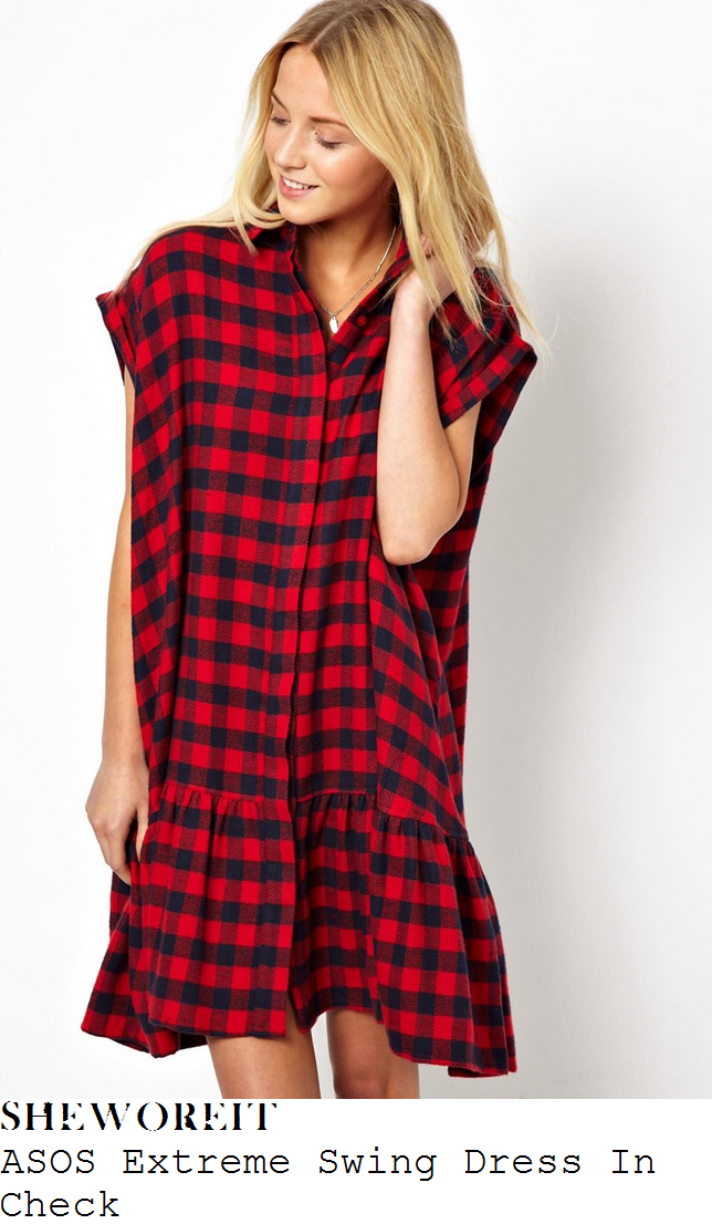 charlotte-crosby-red-and-black-tartan-check-plaid-oversized-dress-this-morning