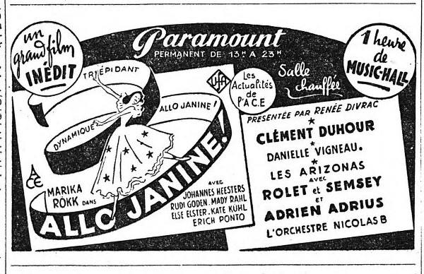 Musique de Film 1928/1945 Hallo Janine! (1939) / Allô Janine!