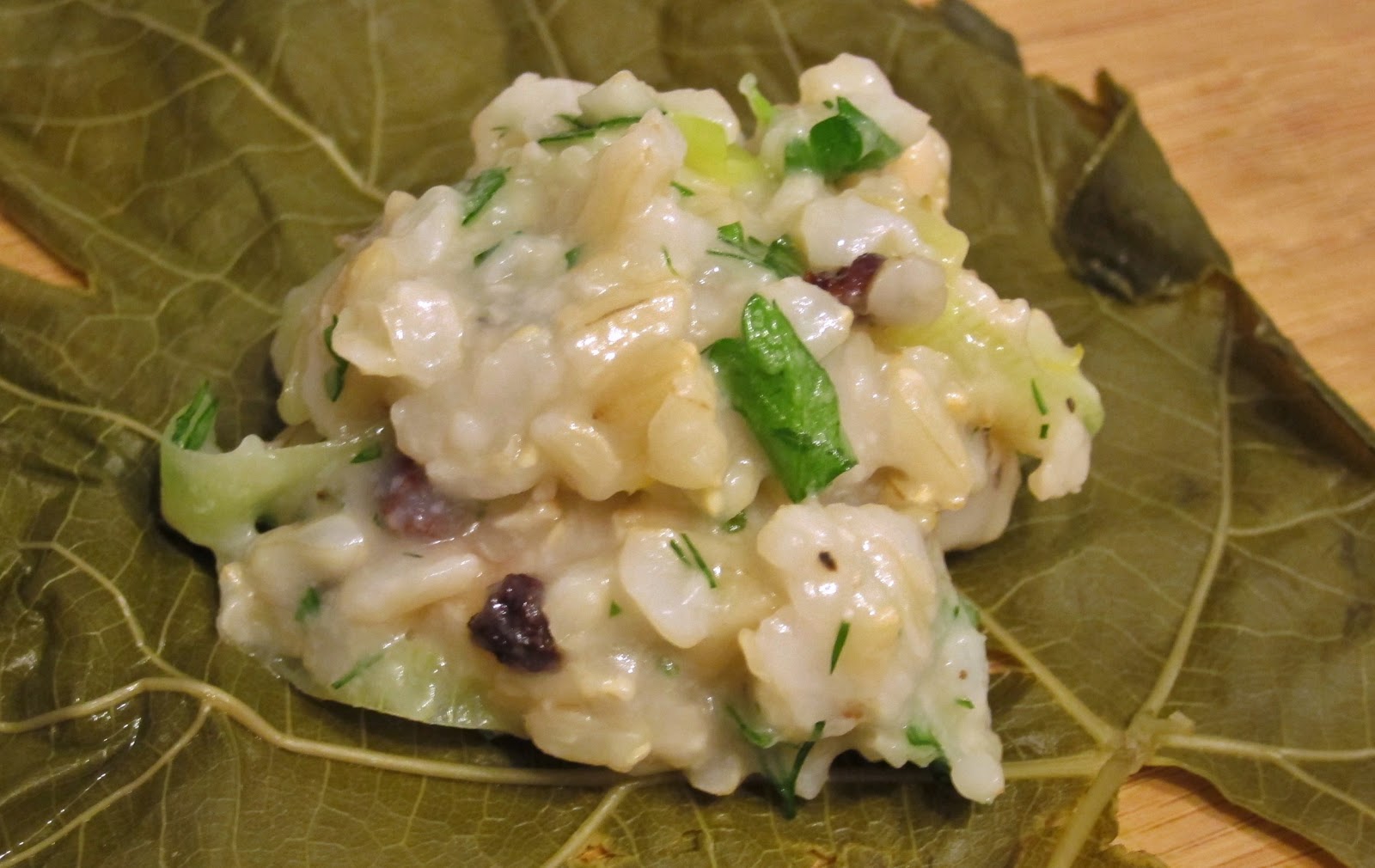 The Vegan Chronicle Brown RiceStuffed Grape Leaves in Tomato Sauce