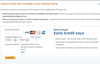 Langkah-langkah mendaftar akun paypal