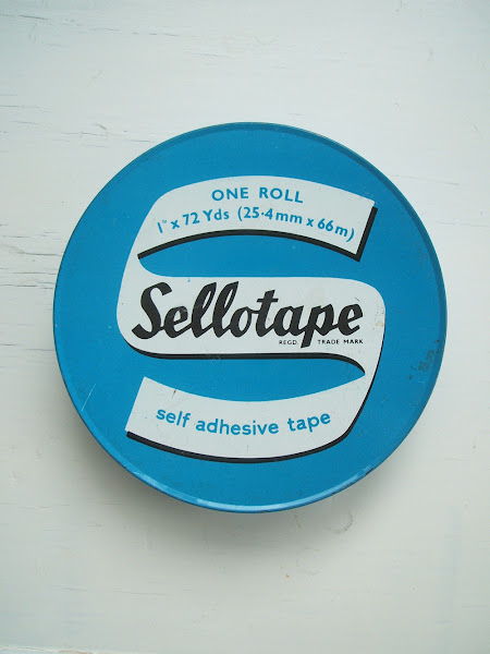 Vintage Love: mid century enamel Sellotape tin 1950s blue, Borehamwood, enamel, packaging, sellotape, tin, typography, vintage