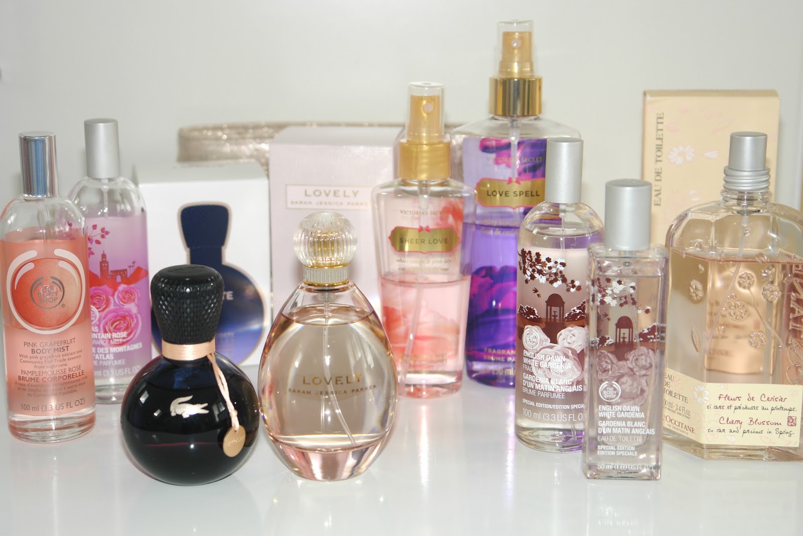 My spring fragrances, perfume, beauty, review, Sarah Jessica Parker, The Body Shop, L'Occitane, Victoria's Secret,