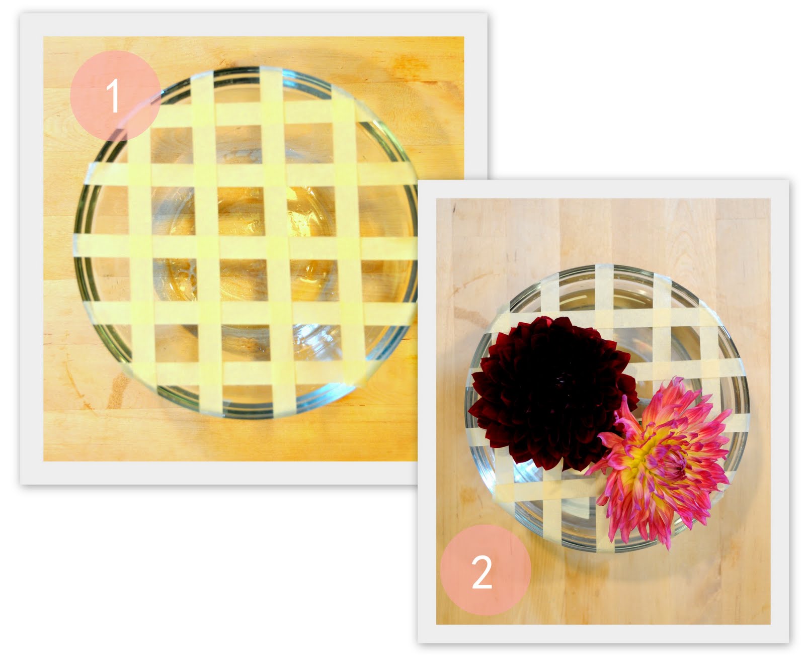 deliciously organized easy flower arranging trick {aka floral frog}!