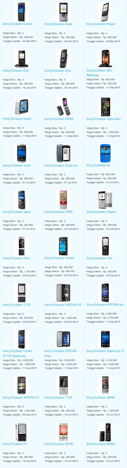Daftar Terbaru Harga Hp Sony Ericsson Oktober 2015 Daftar Terbaru Harga Hp Sony Ericsson Oktober 2015