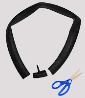 Rubber inner tube and scissors