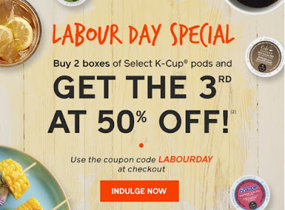 Keurig Labour Day Buy 2 Get 3rd 50% Off Promo Code