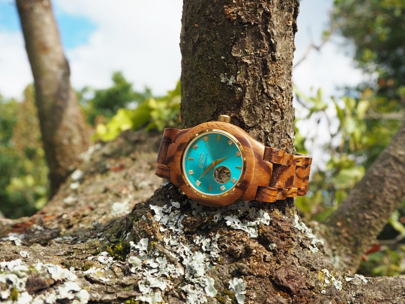 Jord Wood Watch Cora Zebrawood and Turquoise