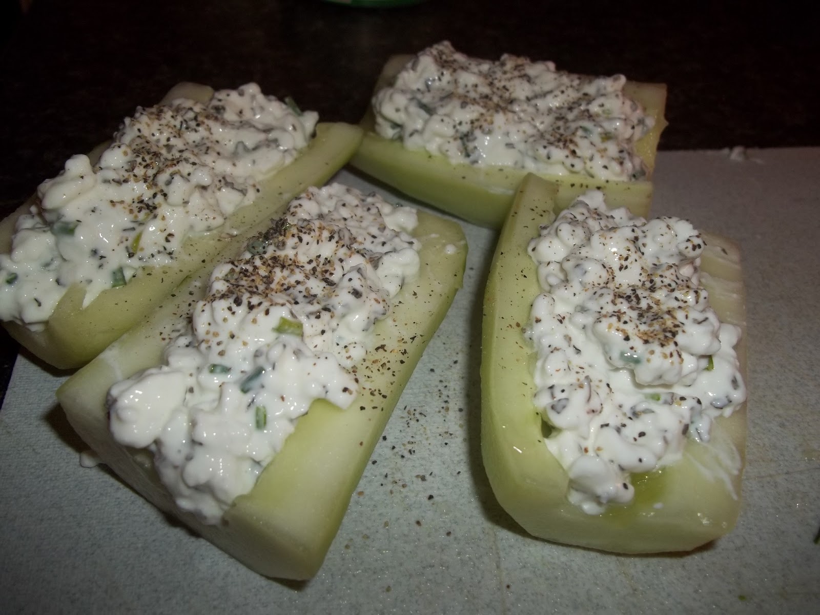 Ramblings Thoughts Cottage Cheese Filled Cucumber Boats