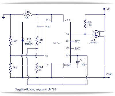 LM723 floating negative regulator