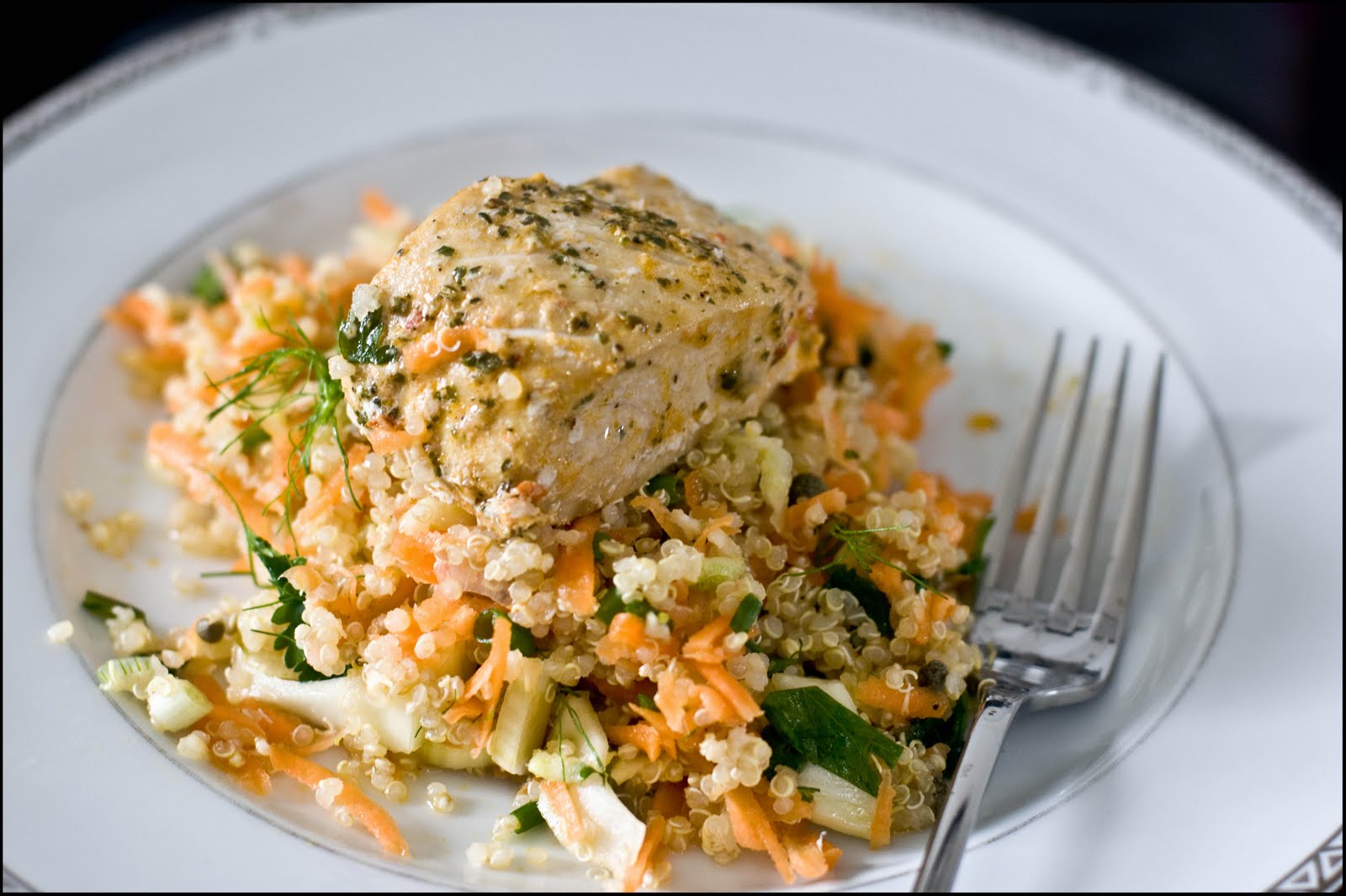 Dinner at Maya's Oven Baked Mahi Mahi with Quinoa Salad