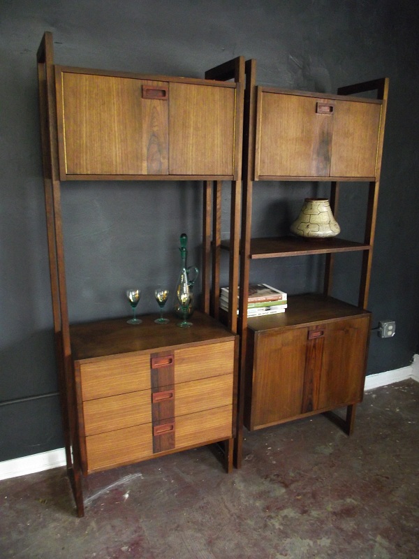 Vintage Ground Danish Modern / Mid Century Shelving Unit (Pair)