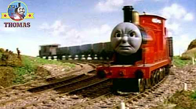 Stop whimpered out of control steam locomotive James train going fast just like a rollercoaster ride