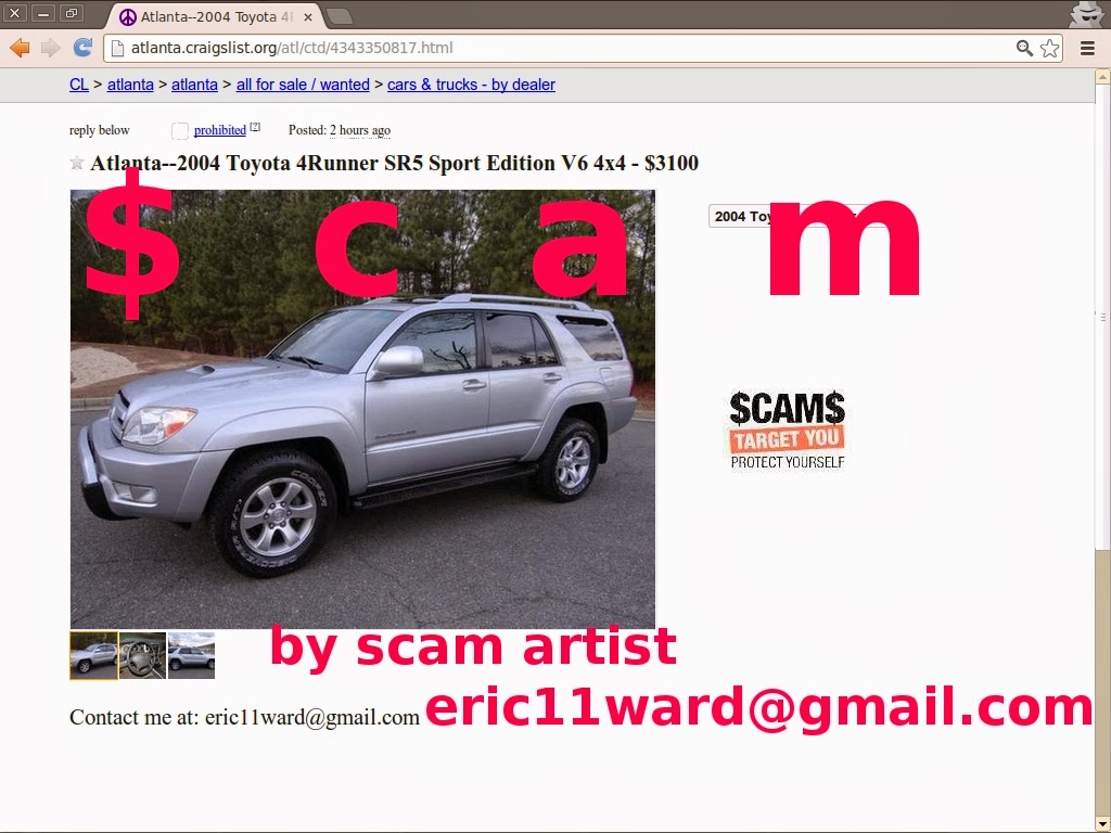 Craigslist Scam Ads Detected On 02 21 2014 Updated Vehicle Scams