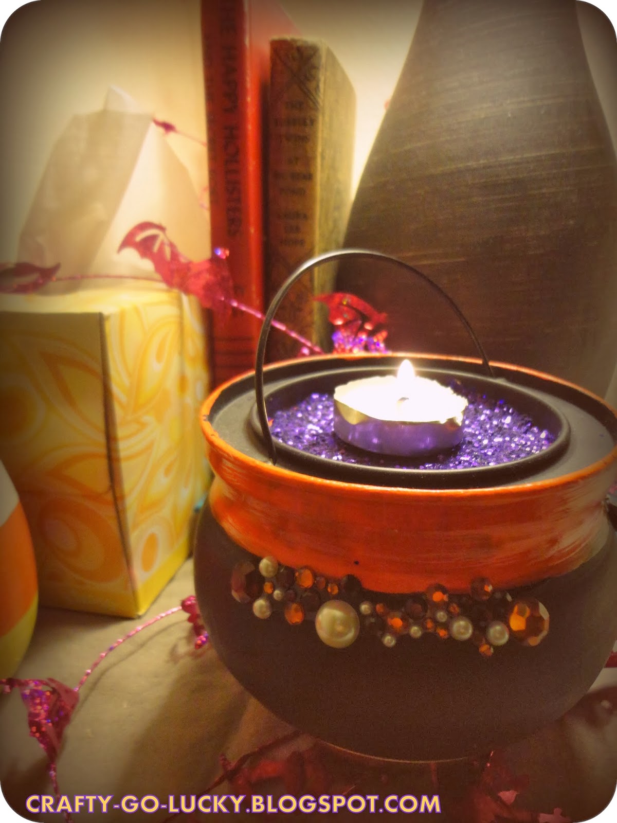CraftyGoLucky Witch's Cauldron TEA LIGHT HOLDER [recycled]
