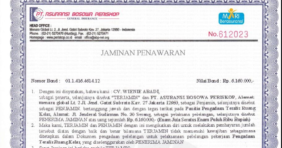 Blog's Belajar Pengadaan Sahnya Jaminan Penawaran