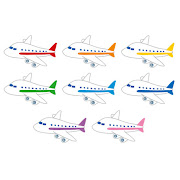 いろいろな色の飛行機のイラスト