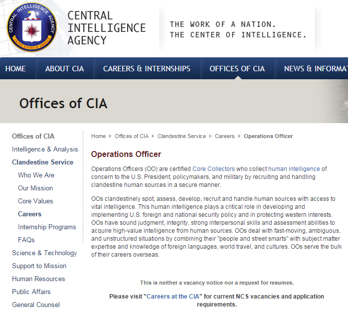CIA Jobs - Operations Officer