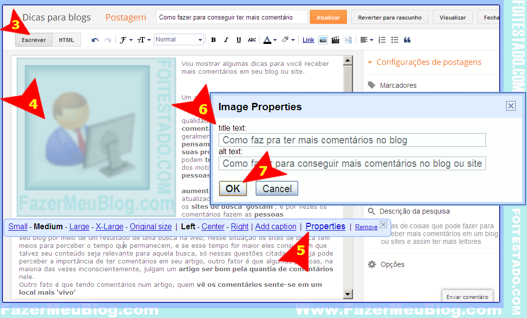 Inserir tags Alt e Title em imagem postada no blogger Dicas seo colocar alt e title em imagens da postagem de blogs do blogger