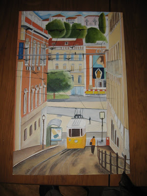 pintura a óleo o elevador da Glória
