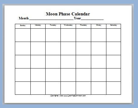 Moon Phase Calendar - Classroom Freebies