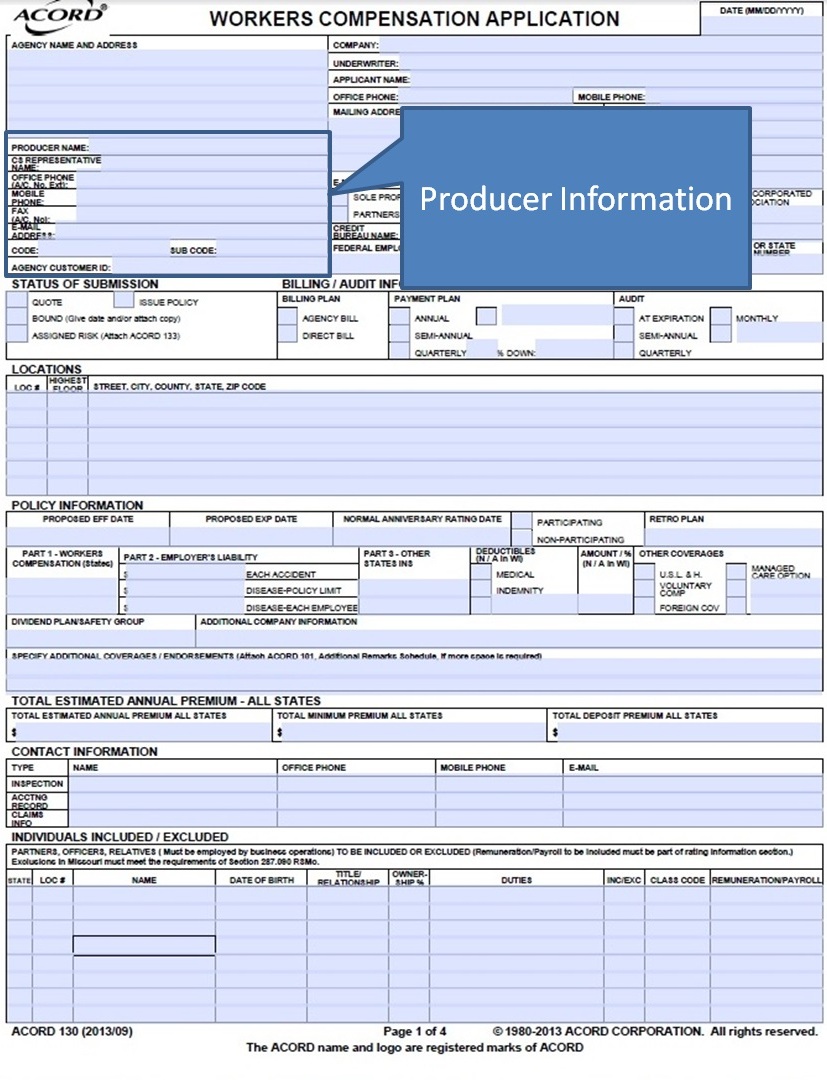 SimplyEasierACORDForms ACORD 130 Workers Compensation App Producer