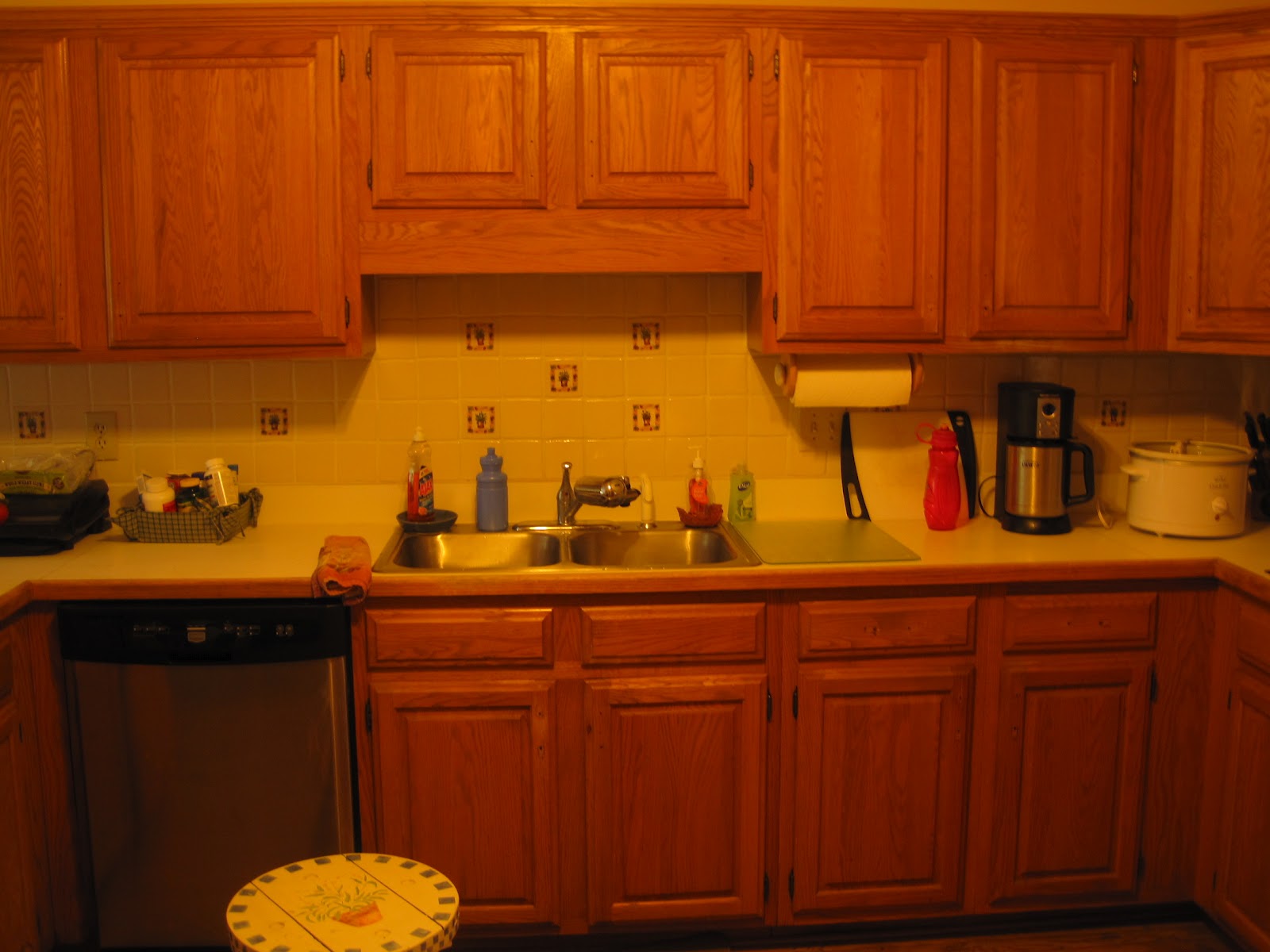Kitchen cabinets refinishing Oak Bathroom CabiBefore and After