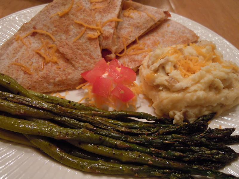 Gourmet Girl Cooks ChickenCheese Quesadillas with Roasted Asparagus
