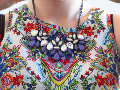 Paris Spring Work Wardrobe floral top and statement necklace