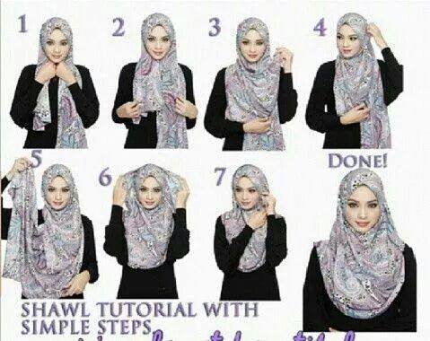 Cara pakai tudung shawl simple