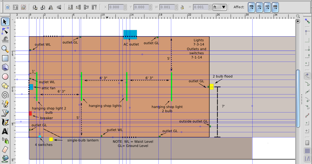 inkscape drawing space