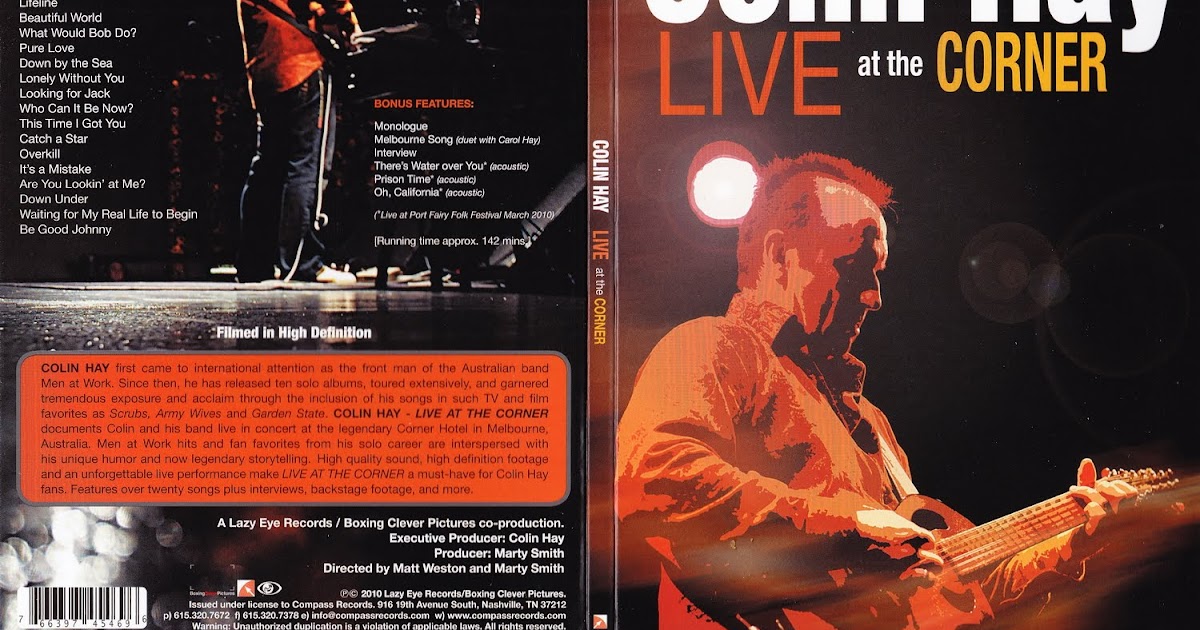 MUSICA EN DVD COLIN HAY (Men At Work) live at the corner