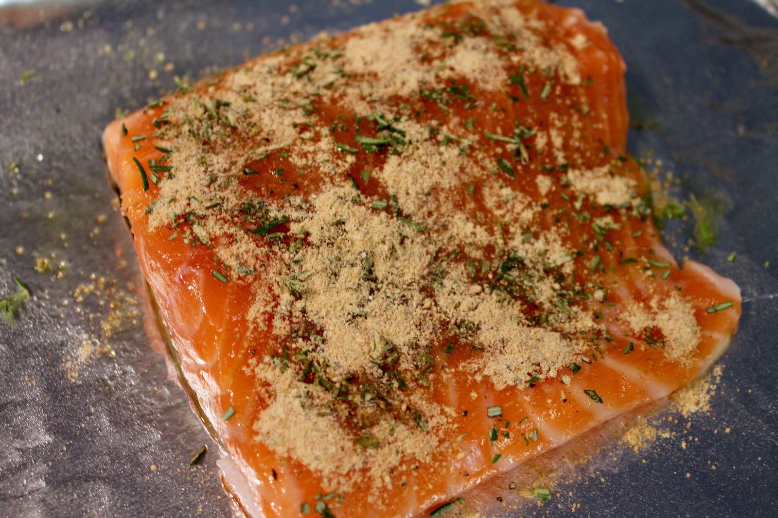 Cook In / Dine Out Mangia Dry Rub Broiled Salmon with Sautéed Golden