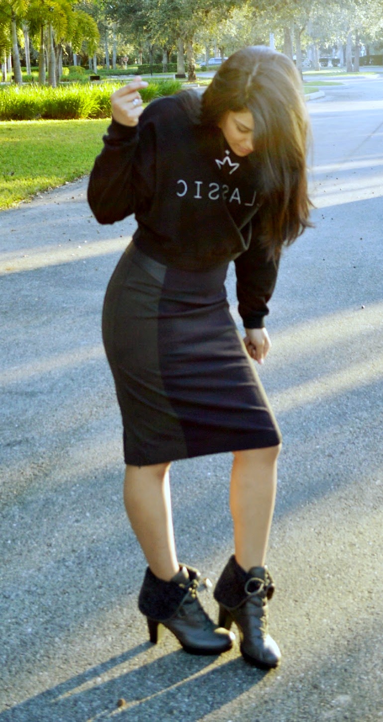 black crop top outfit with skirt