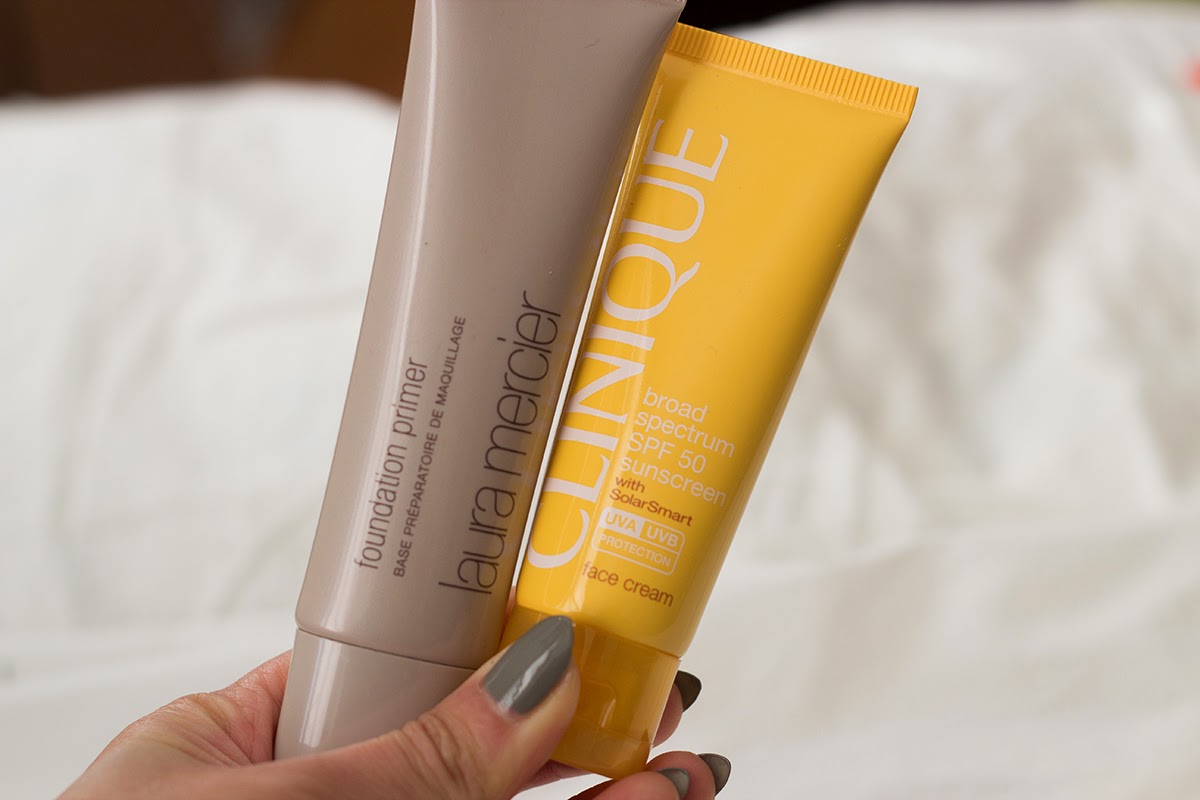 laura mercier foundation primer, clinique spf 50 sunscreen