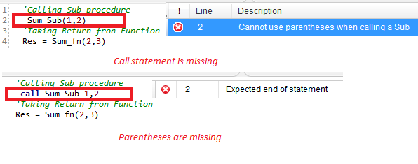 Cannot use Parentheses when calling a SUB error in UFT