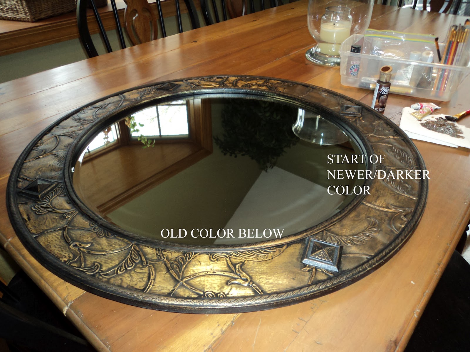 The Fine Living Muse Repainting a mirror frame to match other items