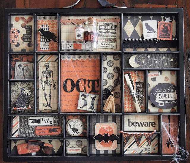 scraps of paper a Halloween printer's tray