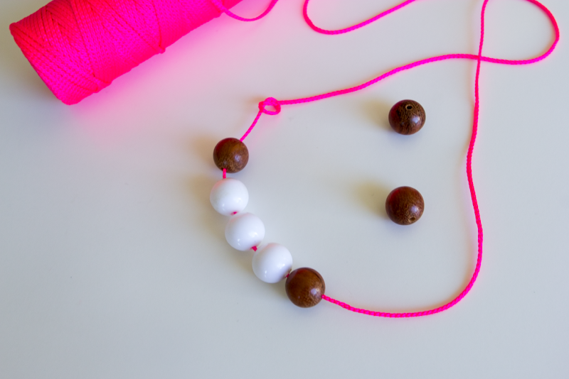 a bit of sunshine neon cord + beads + knots