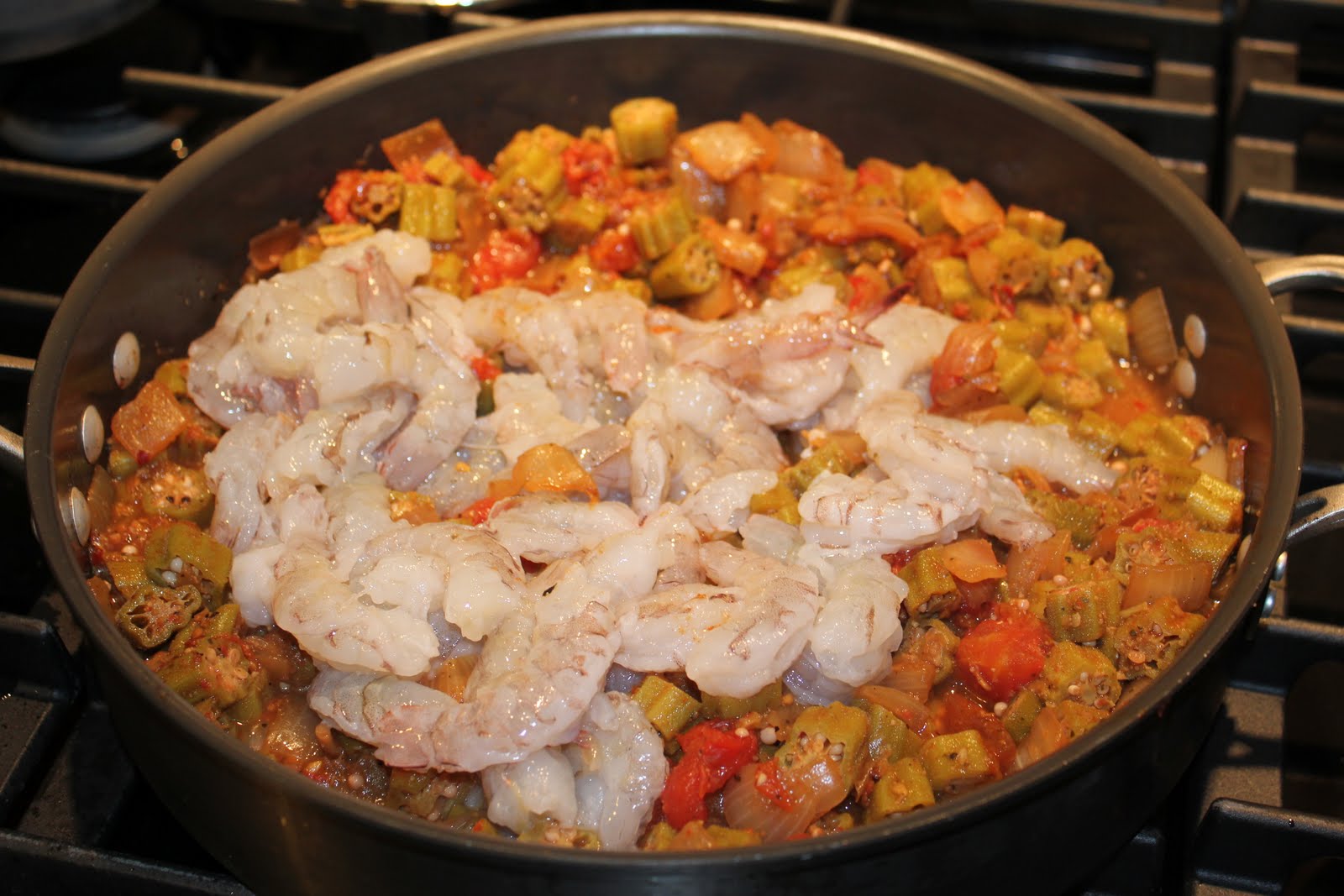 The Low Salt Cajun Queen Shrimp and Okra with Tomatoes