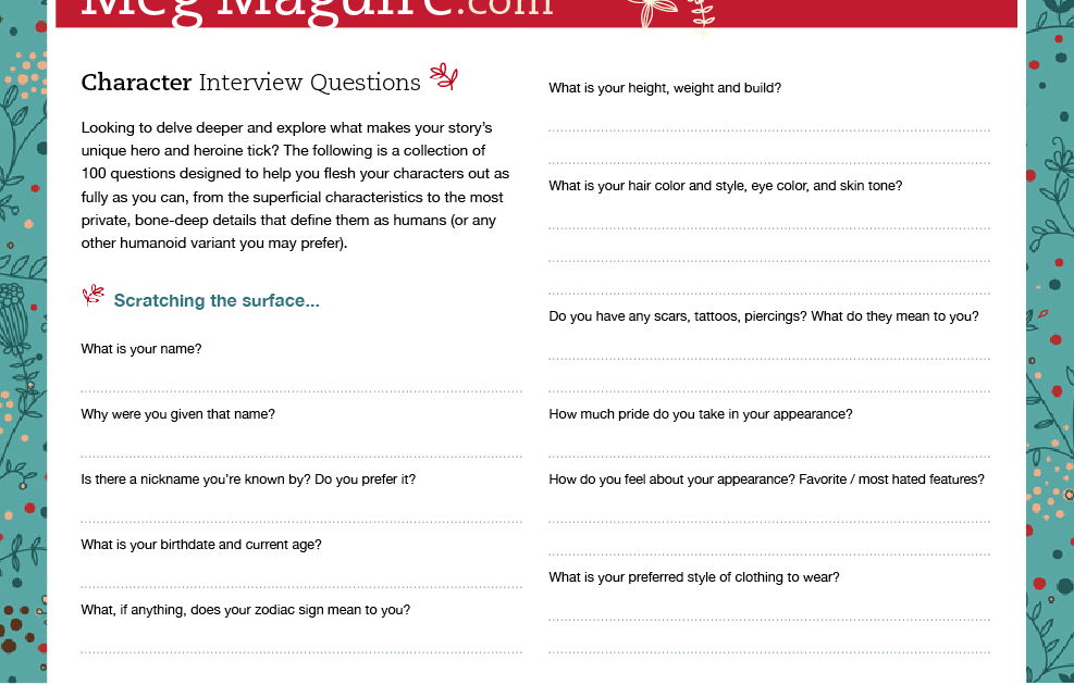 character interview questions
