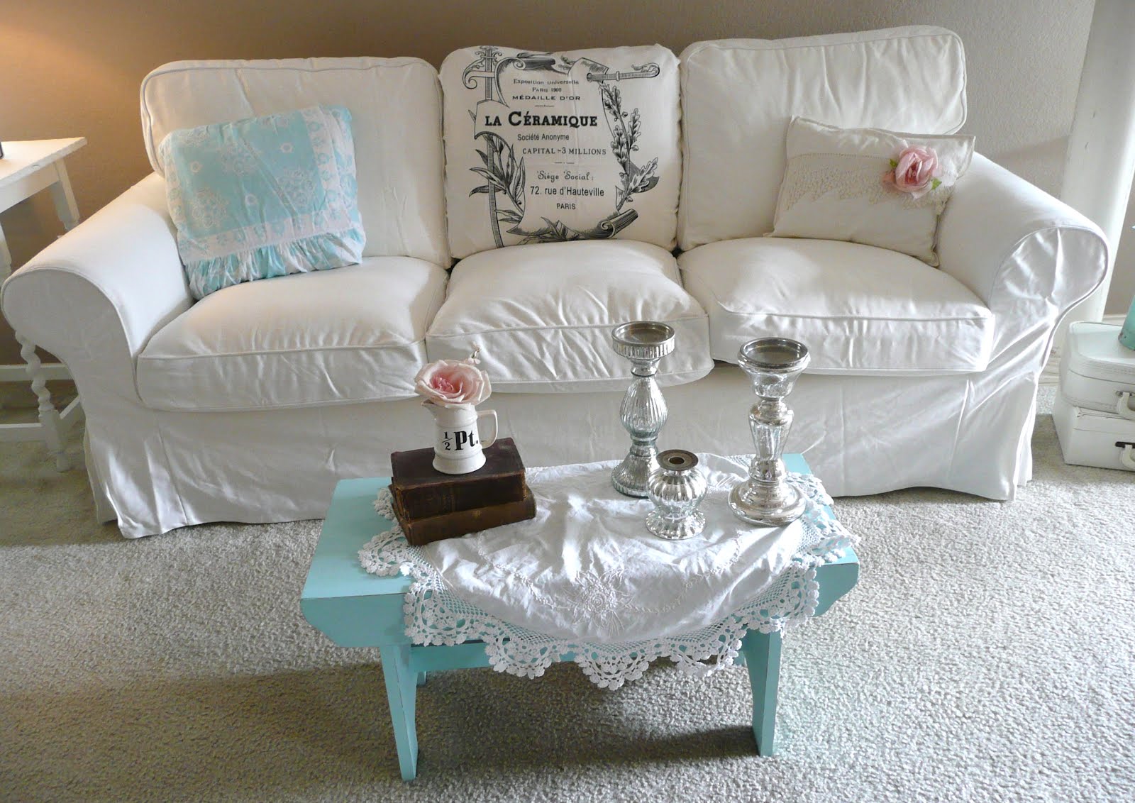 White Slipcovered Sofa