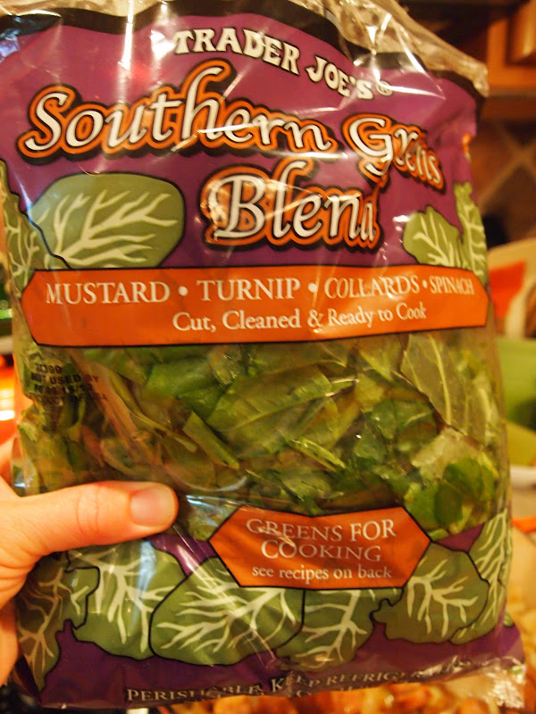 Trader Joe's love Southern greens and chicken andouille sausage