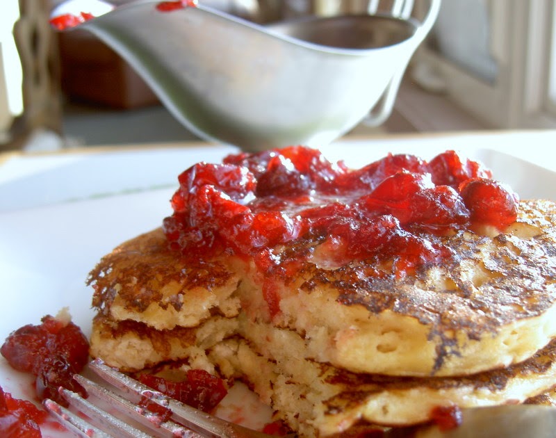 The Dutch Baker's Daughter Eggnog Pancakes with Cranberry Maple Syrup