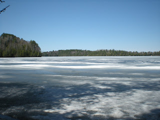 Still lots of ice, day before opening fishing in Ely