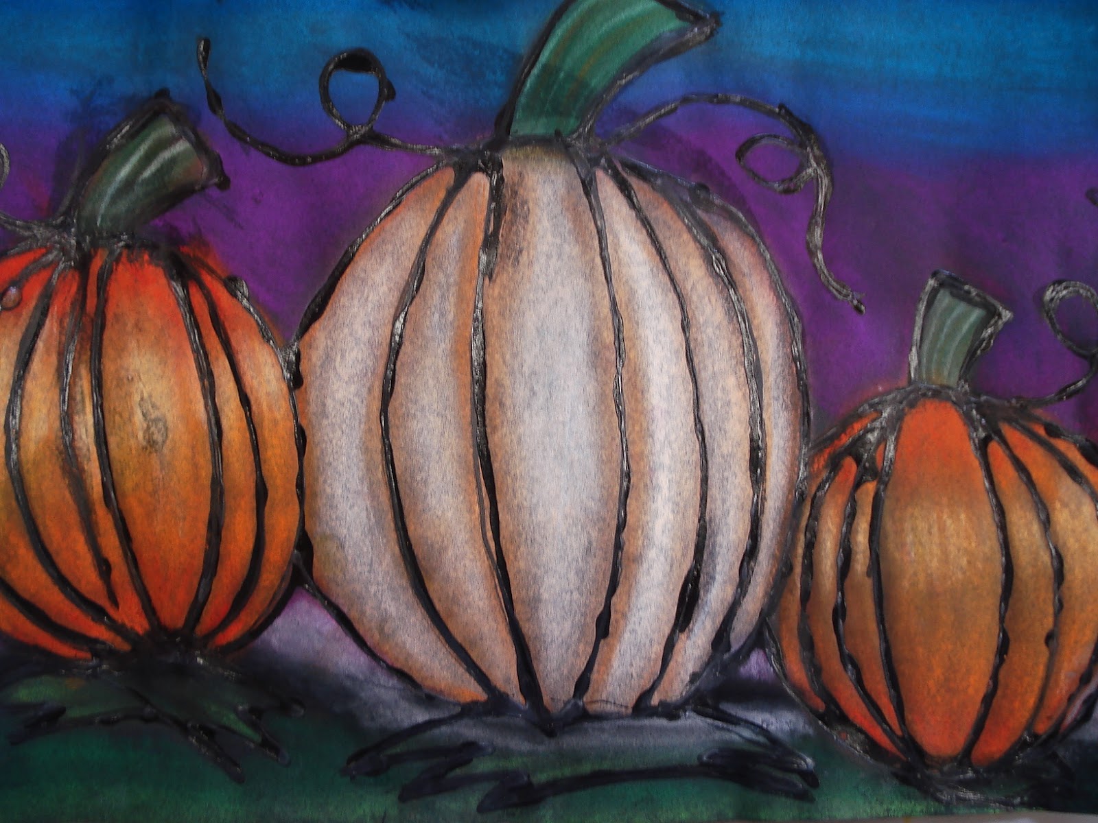 a faithful attempt Glue Line Chalk Pastel Pumpkins