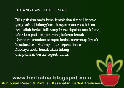 HILANGKAN FLEK LEMAK Bila pakaian anda kena lemak dan timbul bercak yang sulit dihilangjkan. Jangan risau cobalah ini. HILANGKAN FLEK LEMAK Bila pakaian anda kena lemak dan timbul bercak yang sulit dihilangjkan. Jangan risau cobalah ini.