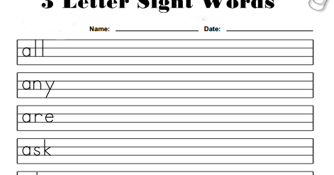 Michelles Charm World: 3 Letter Sight Words