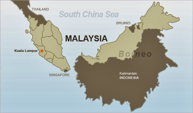 Malaysia (only the beige areas)