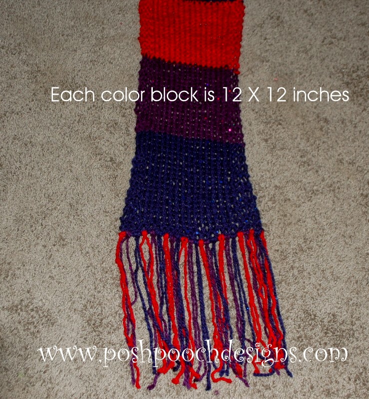 Posh Pooch Designs Dog Clothes: Color Block Chunky Scarf - Free Knitting Pattern