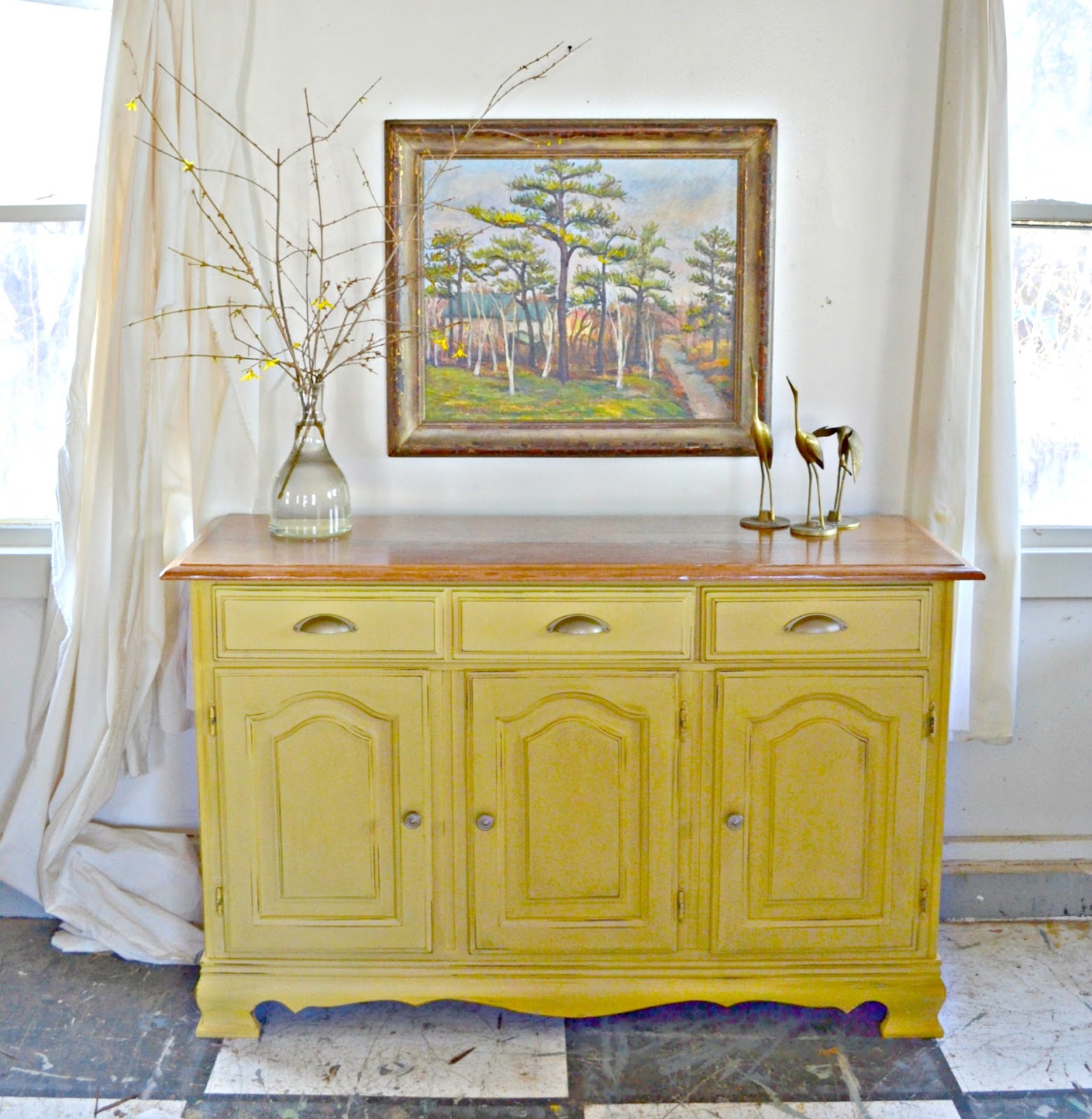 Heir and Space A Sideboard in Buttercream Yellow